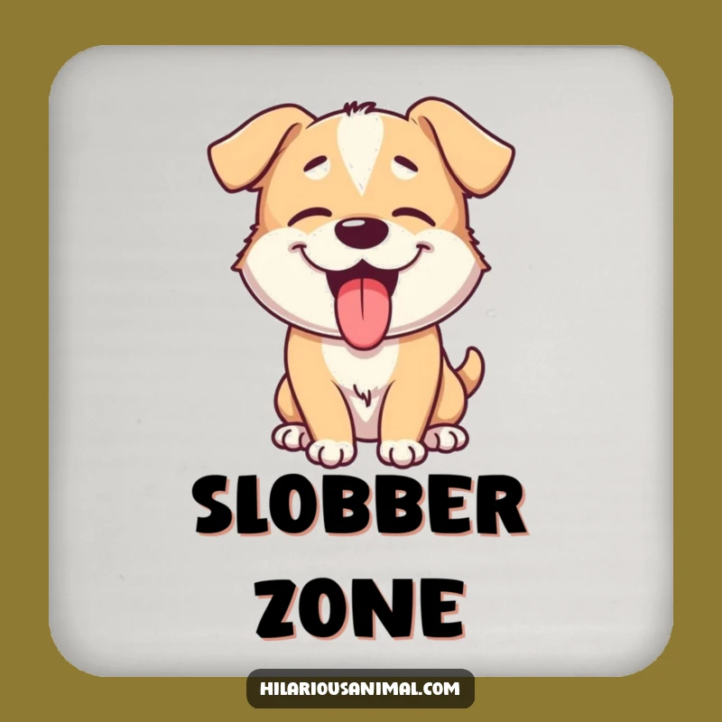 Funny Giggling Dog Coasters: Set of 4 with Playful Pup, Protect Surfaces Humorously