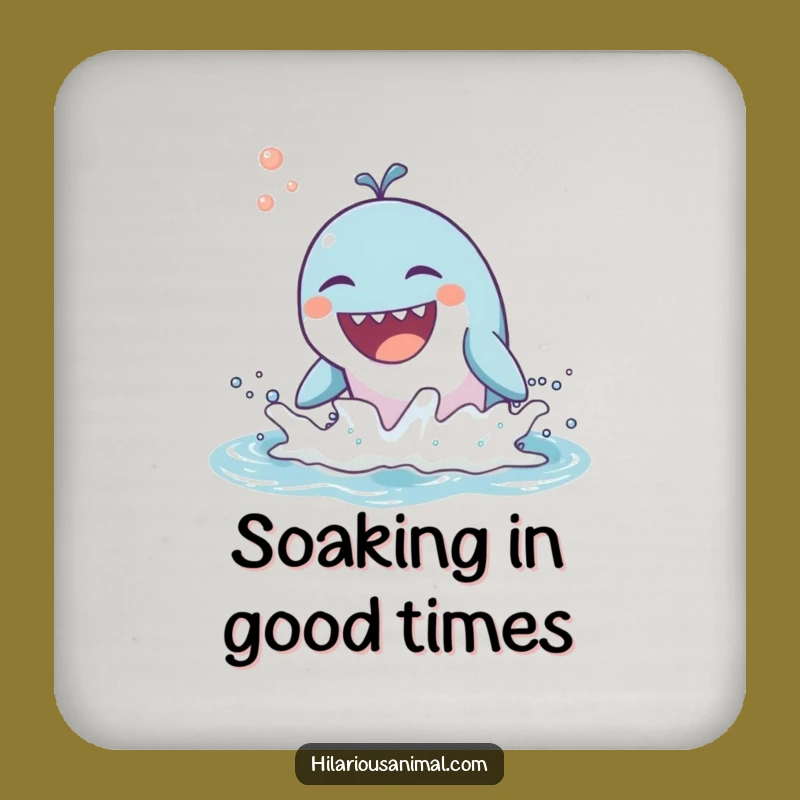 Funny Whale Laugh Coaster - Joyful Breaching Sea Creature Table Protector