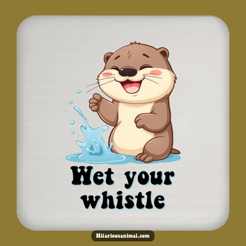 Funny Otter Cub Water Spraying Coasters: Protect Surfaces with Hilarious Style