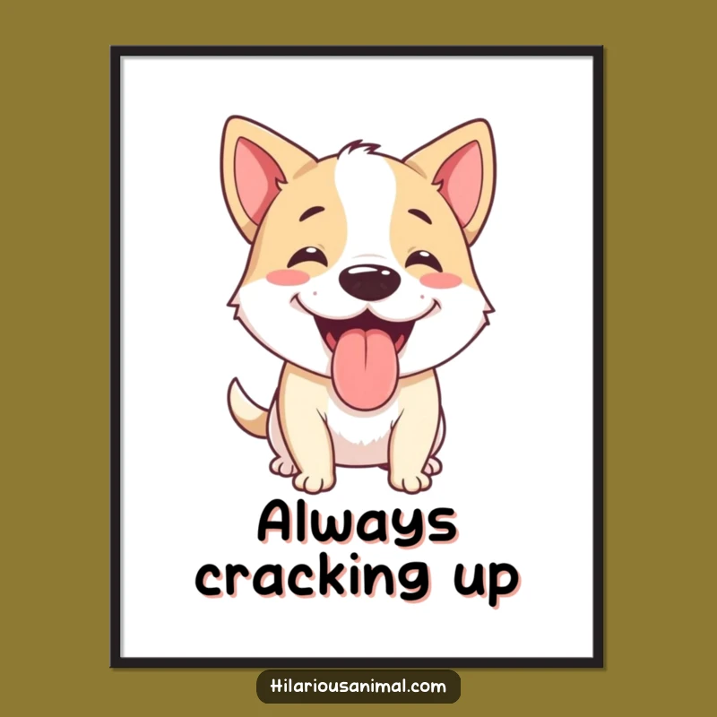 Funny Dog Panting Mid-Chuckle Poster - Hilarious Wall Art for Dog Lovers