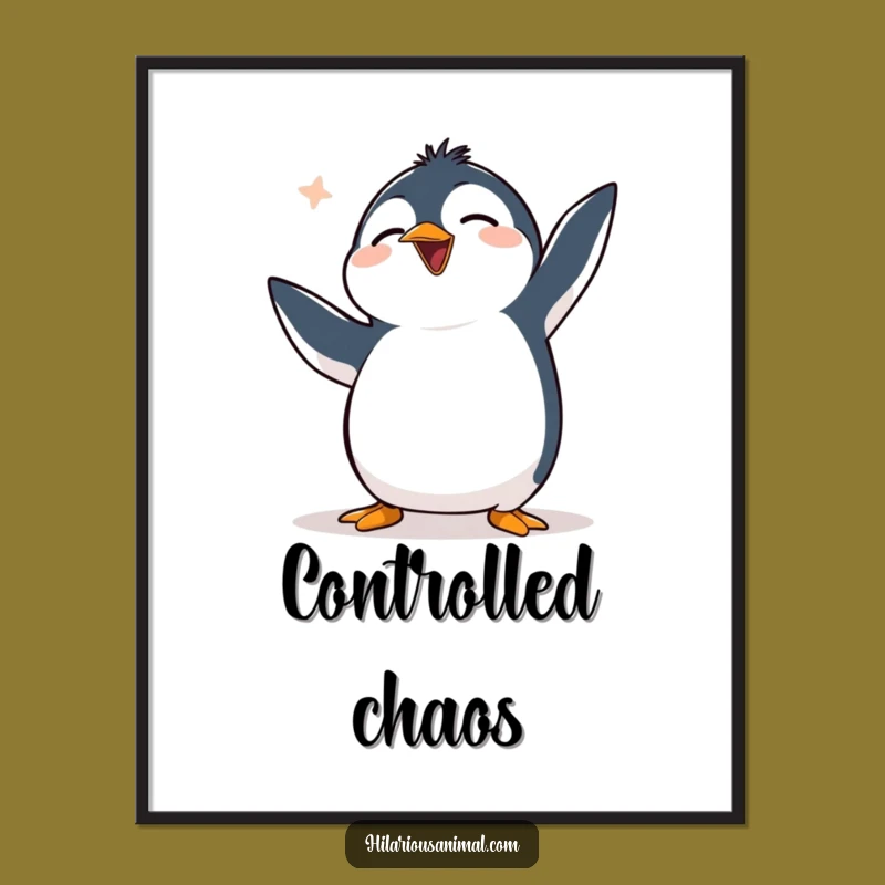 Funny Clumsy Penguin Poster: Hilarious Wall Art to Brighten Any Room with Laughter