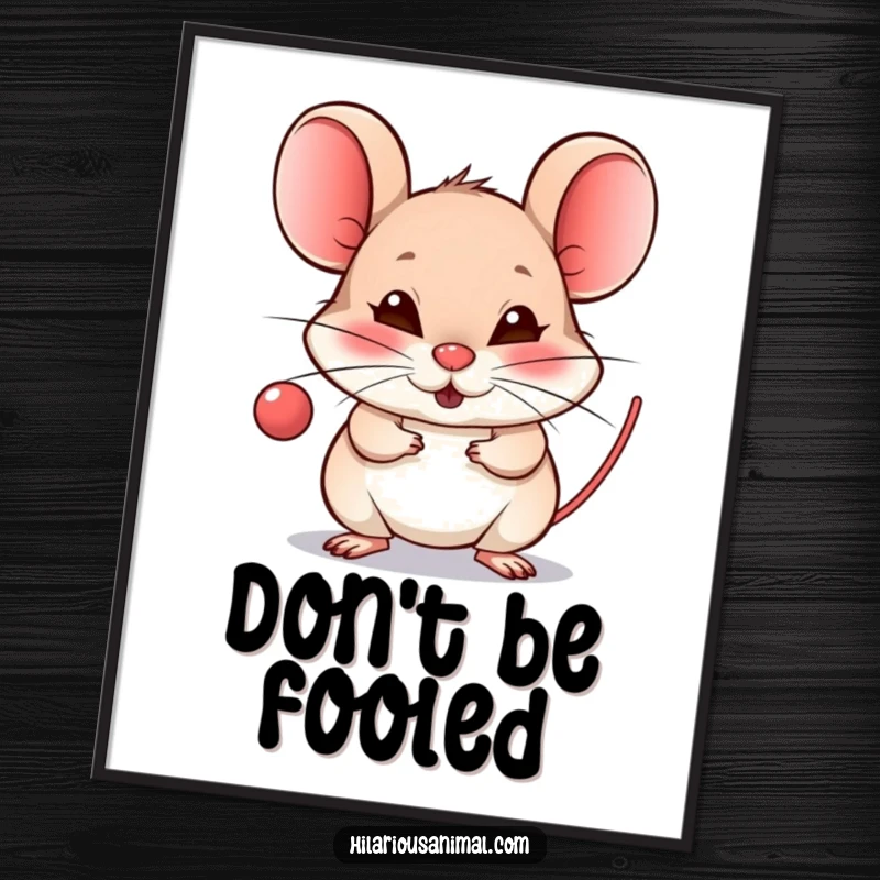 Funny Mouse Raspberry Poster - Humorous wall art of a tiny mouse blowing a raspberry with a mischievous grin, perfect for adding personality.