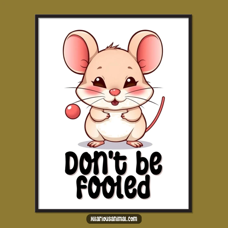 Funny Mouse Raspberry Poster: Mischievous Grin Wall Art Gift
