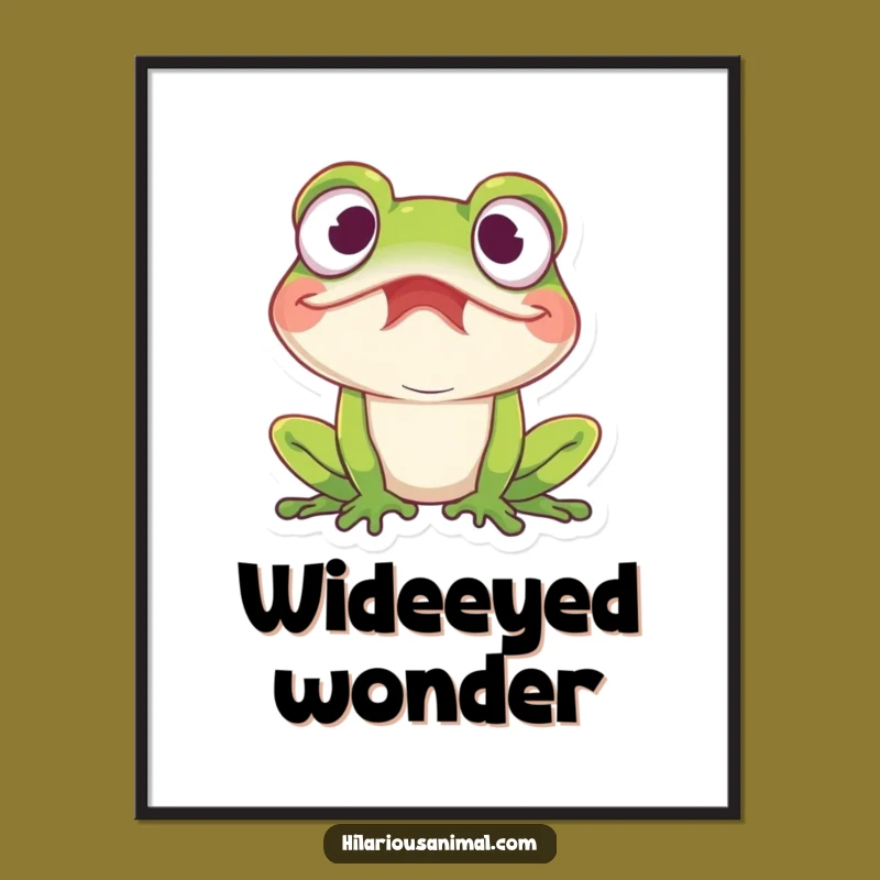 Funny Amused Frog Poster: Bring Wide-Eyed Laughter to Your Walls