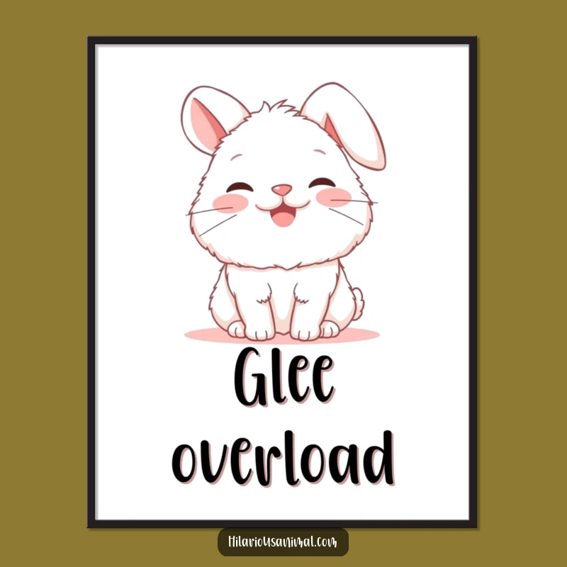 Funny Bunny Snorting Poster - Adorable Fluffy Rabbit Wall Art Gift