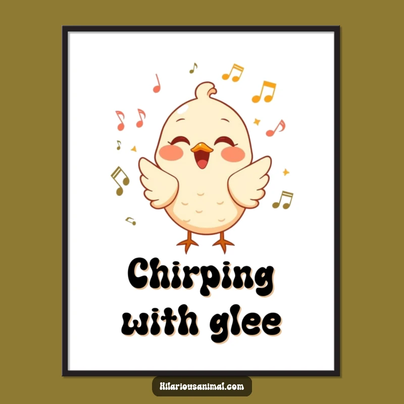 Funny Cheerful Bird Poster: Bring Musical Laughter to Your Walls with This Art