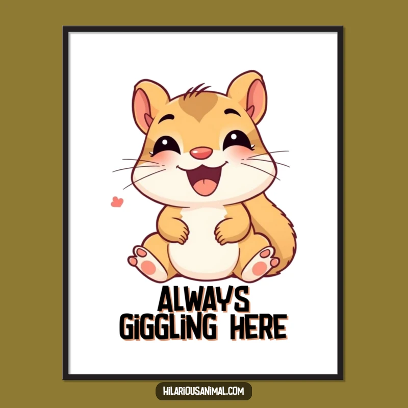 Funny Delighted Squirrel Poster - Giggling Joy, Quirky Wall Art Gift