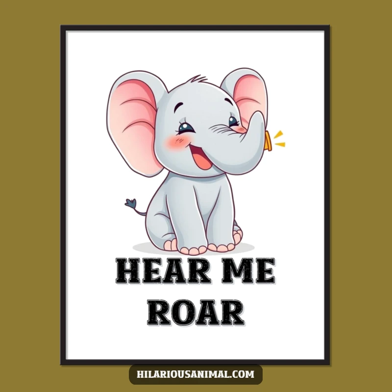 Funny Elephant Cub Trumpet Poster - Adorable Wall Art for Cheerful Decor