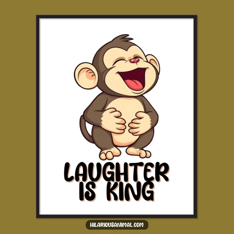 Funny Monkey Poster: Roaring Laughter Art, Hilarious Primate Decor for Wall Fun
