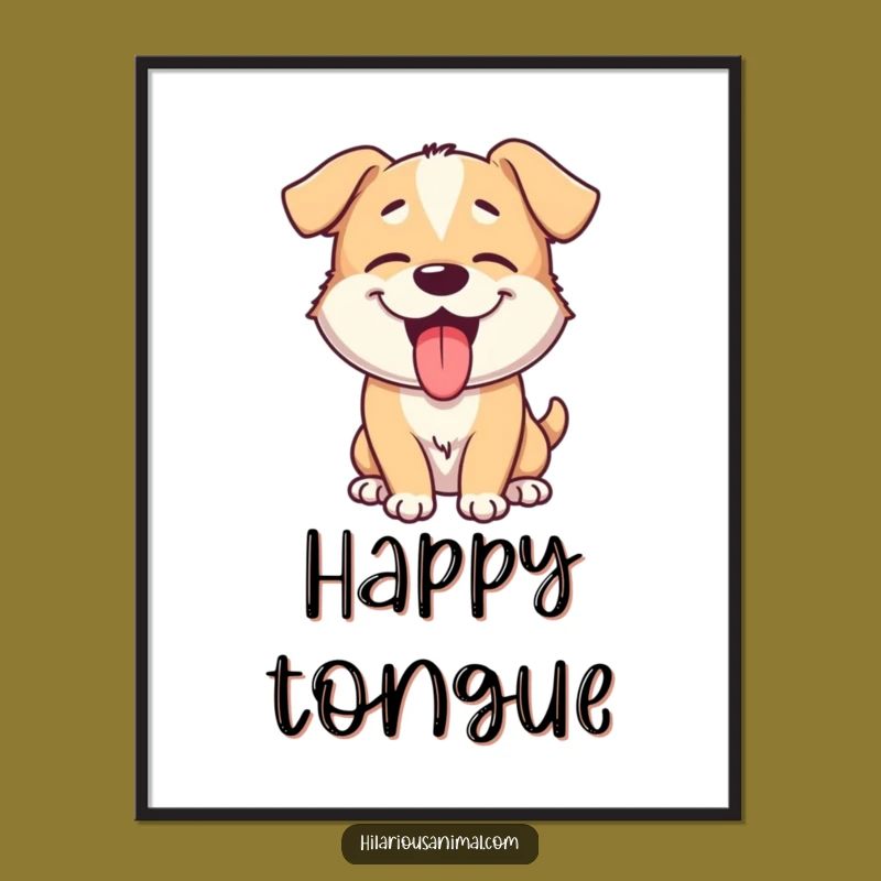 Funny Giggling Dog Poster: Playful Pup Art Print, Hilarious Wall Decor Gift Idea