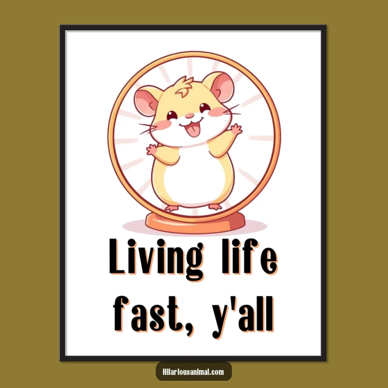 Funny Hamster Wheel Poster: Cheerful Spinner Motion Wall Art