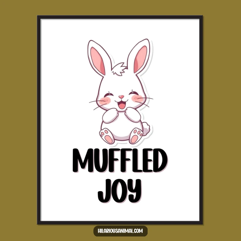 Funny Cheerful Bunny Poster: Adorable Rabbit Art Print, Hilarious Wall Decor Gift