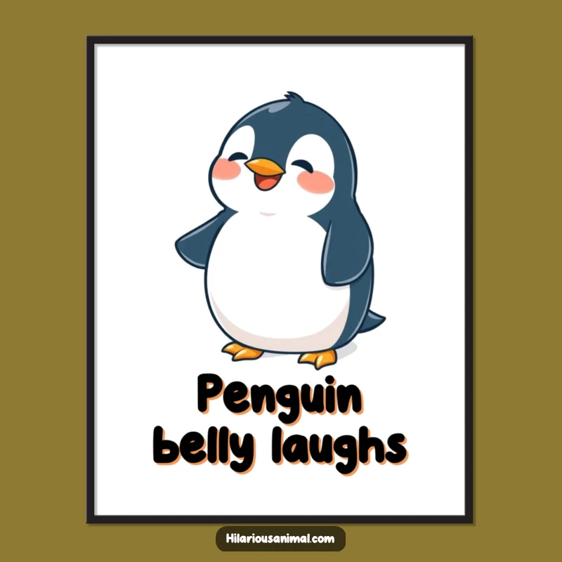Funny Penguin Poster: Belly Laughing Art, Decorate with Delight Funny Gift!
