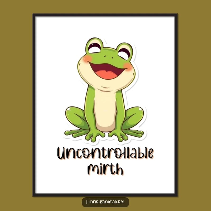 Funny Frog Laughing Poster: Hilarious Amphibian Art Print for Walls