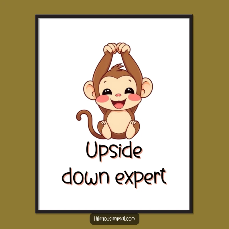 Funny Monkey Cub Wall Art: Joyful Upside-Down Chuckles to Brighten Your Room!