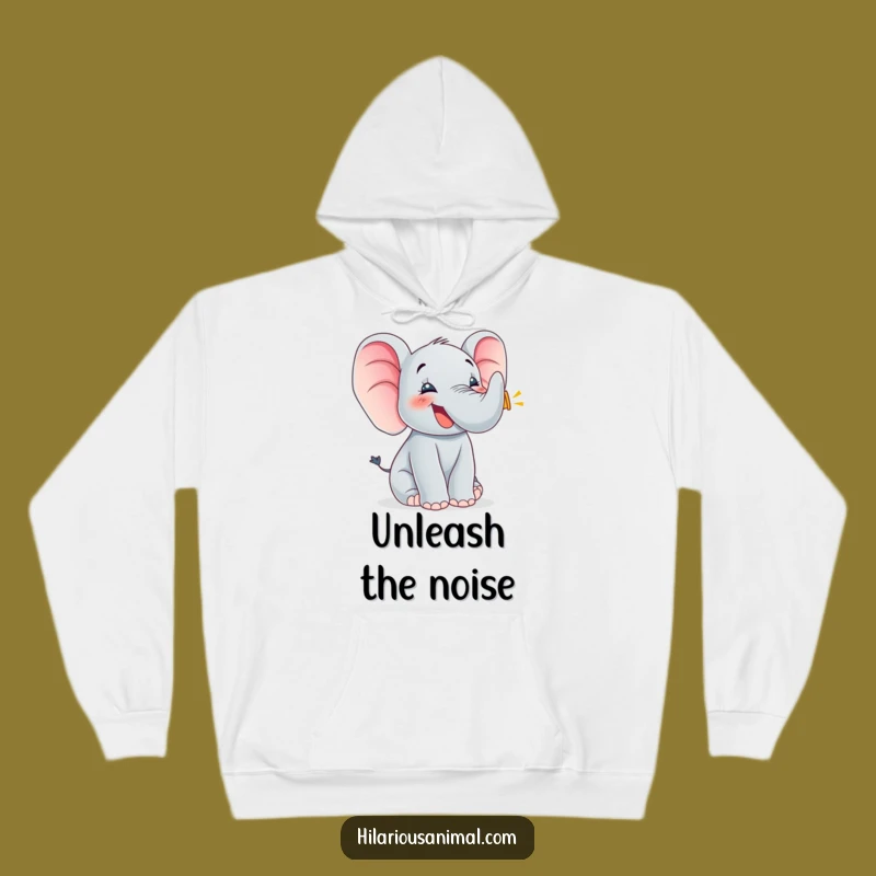 Cozy Funny Elephant Cub Trumpeting Hoodie - Embrace Warmth and Laughter
