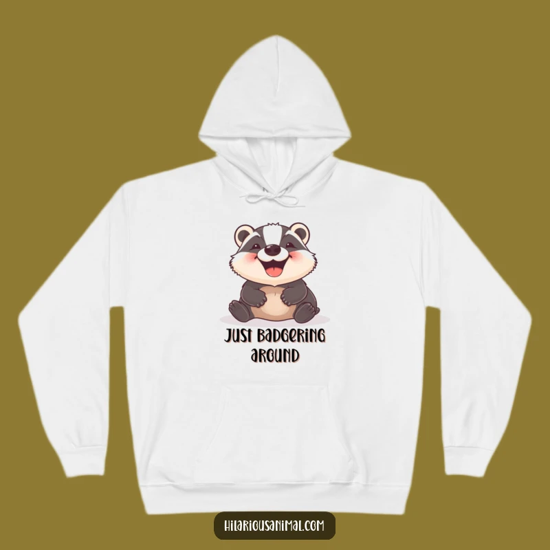 Funny Badger Hoodie: Cozy Delighted Grin Rolling Ground Comfort