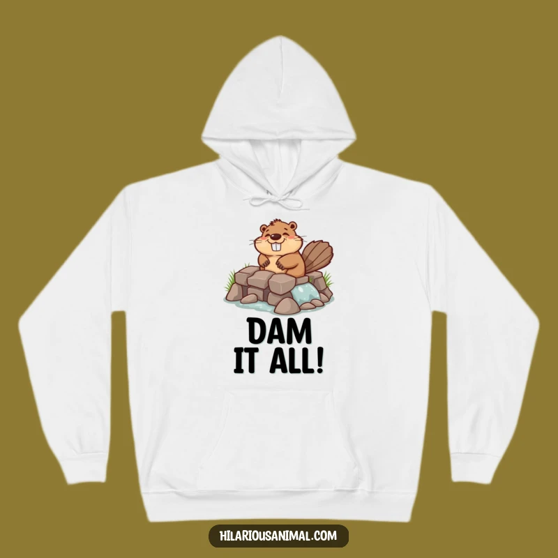 Funny Chuckling Beaver Hoodie: Cozy Builder Art, Great Humorous Gift for DIY Fans