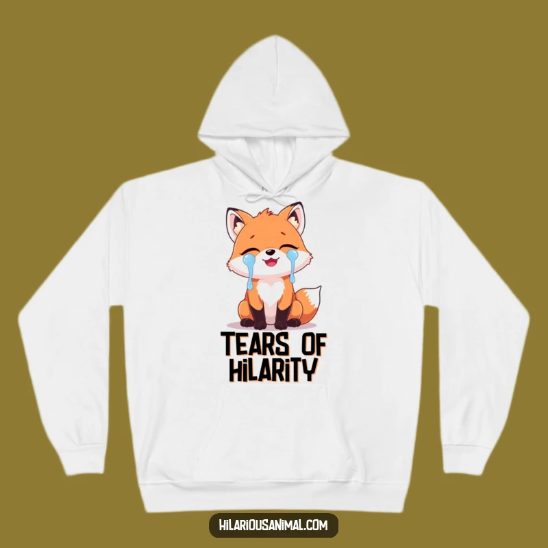 Funny Fox Laughing Tears Hoodie: Cozy Up in Hilarious Animal Comfort