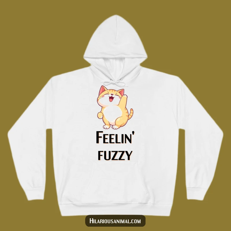Funny Happy Cat Hoodie: Cozy Feline Arch Art, Great Humorous Gift for Cat Fans