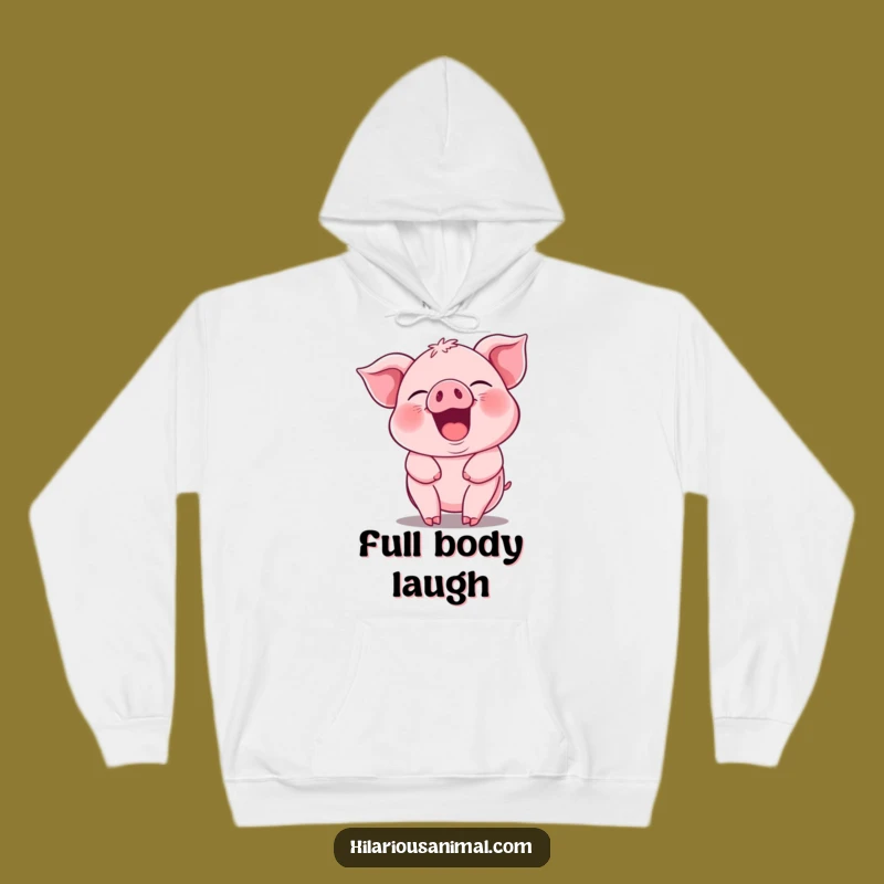 Funny Piglet Guffawing Hoodie - Jiggling Pink Piggy Sweatshirt Gift