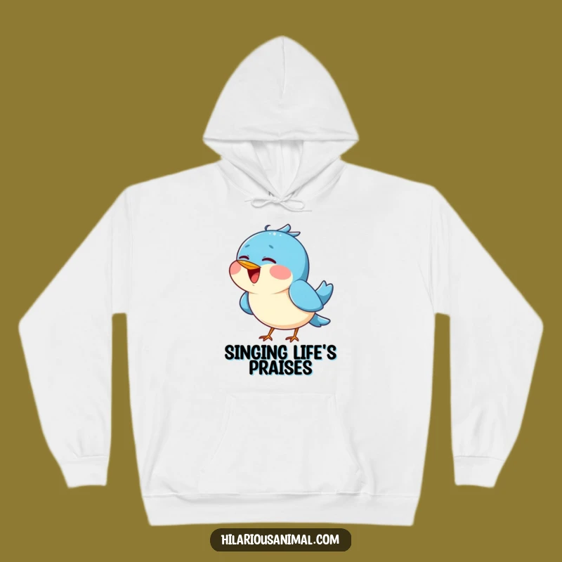 Funny Blue Bird Chirping Hoodie: Cozy Joyful Singing Bird Gift