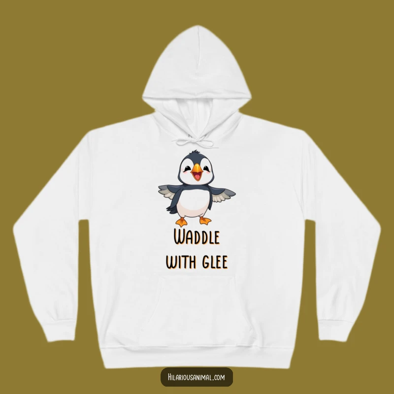 Cozy Funny Puffin Hoodie: Cheerful Laughing Bird, Flapping Wings, Warm Gift