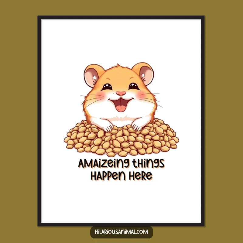 Free Printable Joyful Hamster Wall Art - Grinning Hamster Seeds Art for a Cheerful Room