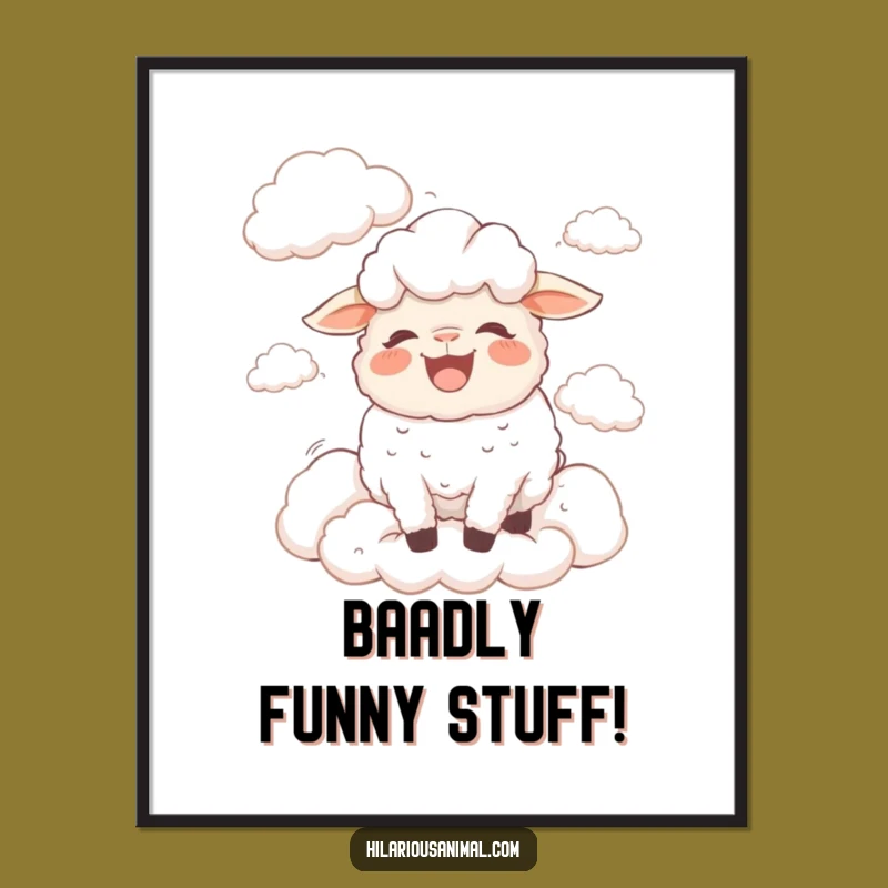 Free Printable Sheep Art: Bewildered Laughing, Downloadable Funny Wall Decor