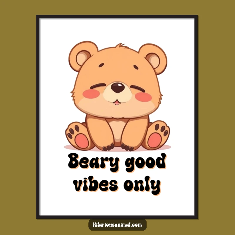 Free Printable Funny Bear Cub Wall Art - Sleepy Chuckle Downloadable Decor