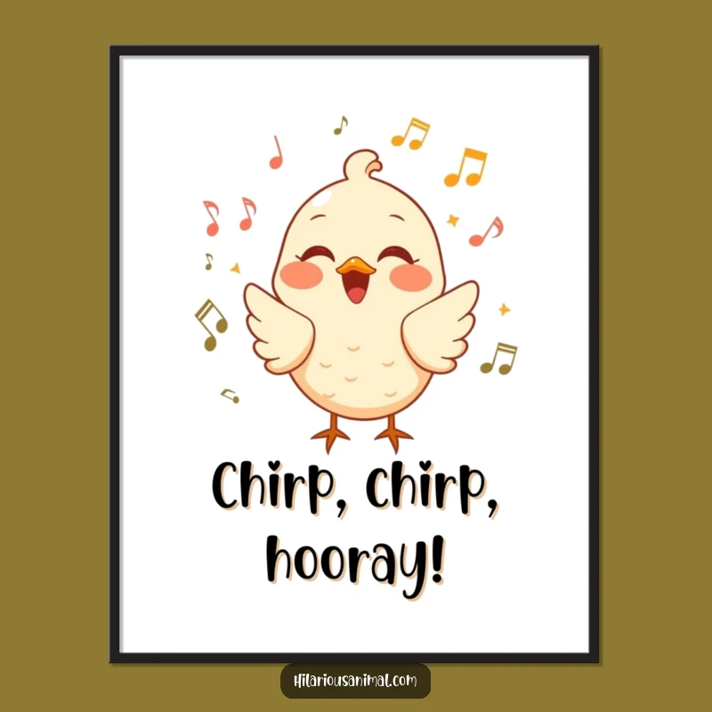 Free Printable Bird Art: Cheerful Chirping, Downloadable Funny Wall Decor