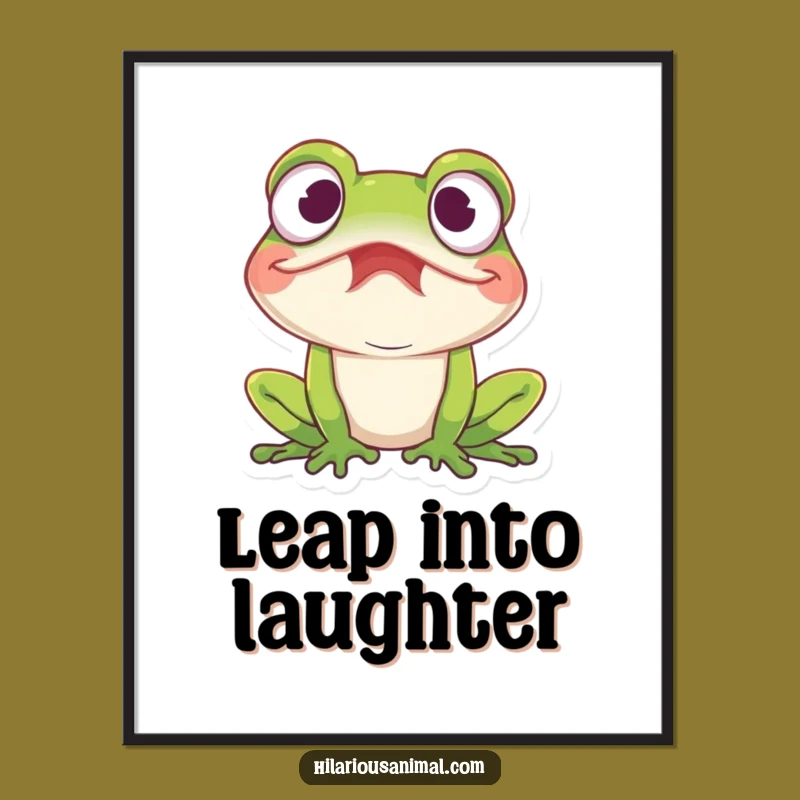 Free Printable Frog Art: Amused Laughing, Downloadable Funny Wall Decor