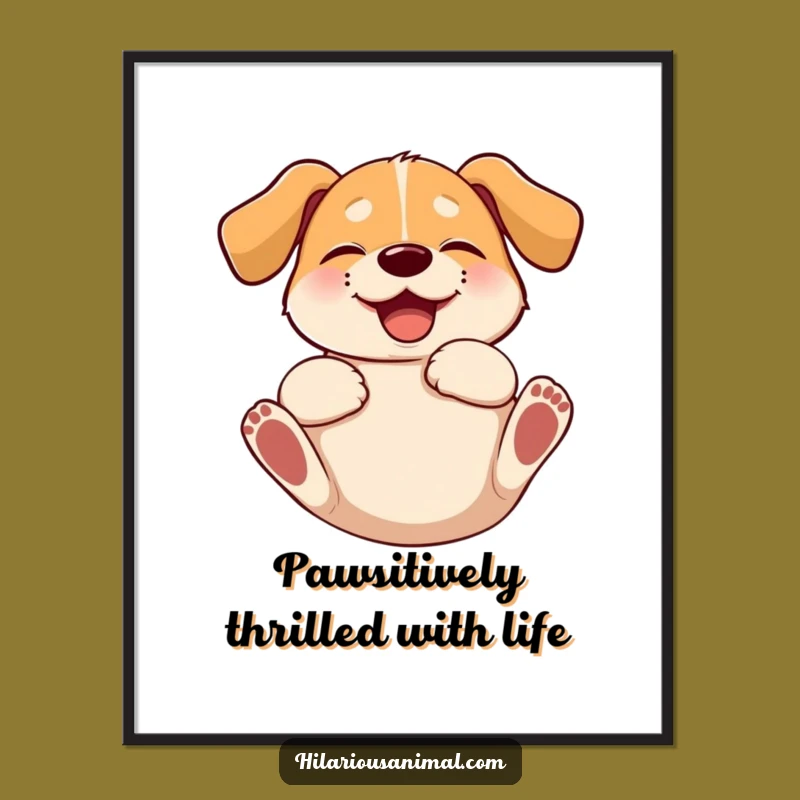 Free Printable Giggling Dog Wall Art - Hilarious Rolling Dog Art for Joyful Home Decor Downloadable