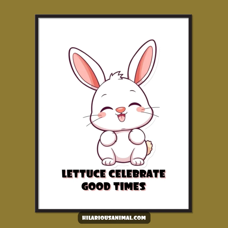 Free Printable Happy Bunny Wall Art - Amused Bunny Twitching Nose Art for Cheerful Decor