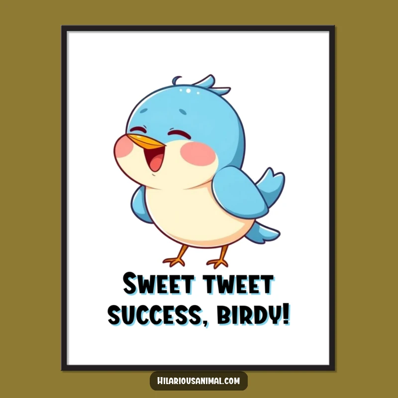 Free Printable Joyful Blue Bird Wall Art - Cheerful Chirping Animal Downloadable Decor