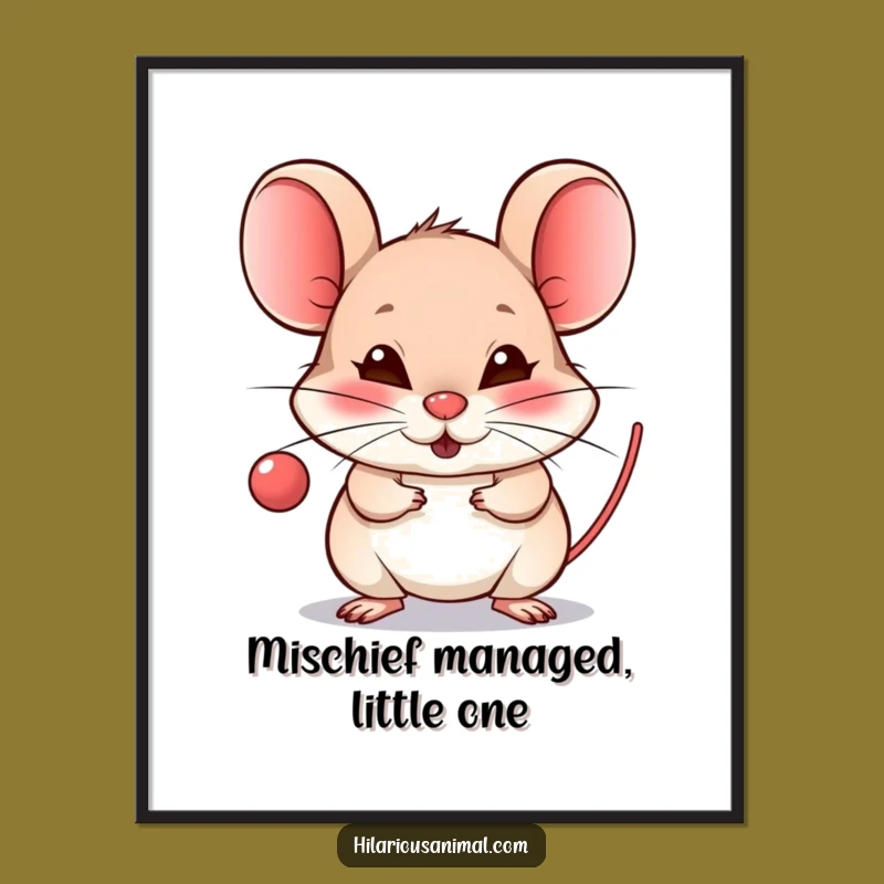 Free Printable Mischievous Mouse Wall Art - Cheeky Raspberry Animal Downloadable Decor