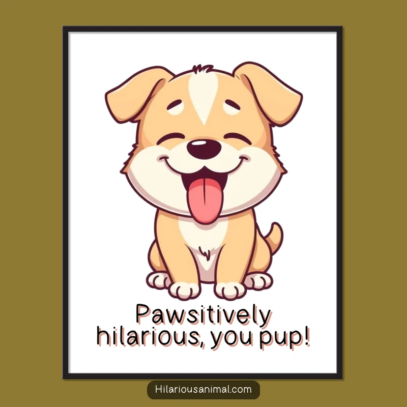 Free Printable Wall Art: Giggling Dog Panting, Funny Dog Decor, Downloadable Art for Laughs