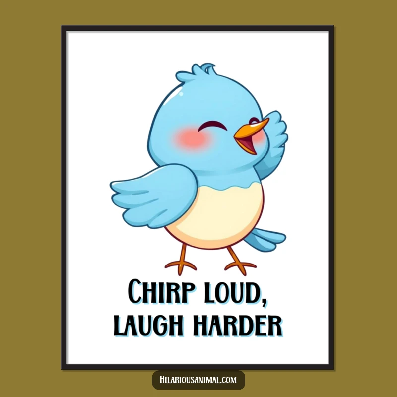 Funny Free Printable Wall Art: Blue Bird Cackle, Humorous Downloadable Art for Decor