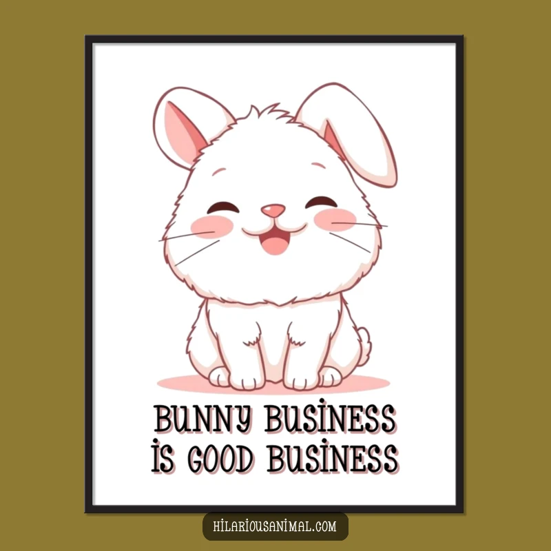 Funny Free Printable Wall Art: Bunny Snorting with Glee, Cute Downloadable Decor
