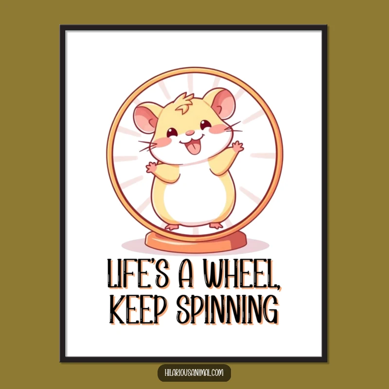 Funny Free Printable Wall Art: Cheerful Hamster Wheel Spin - Quirky Downloadable Decor