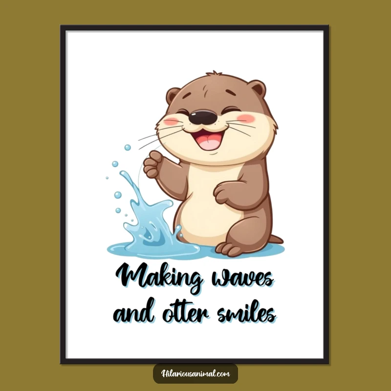 Funny Free Printable Wall Art: Grinning Otter Cub - Playful Downloadable Decor!