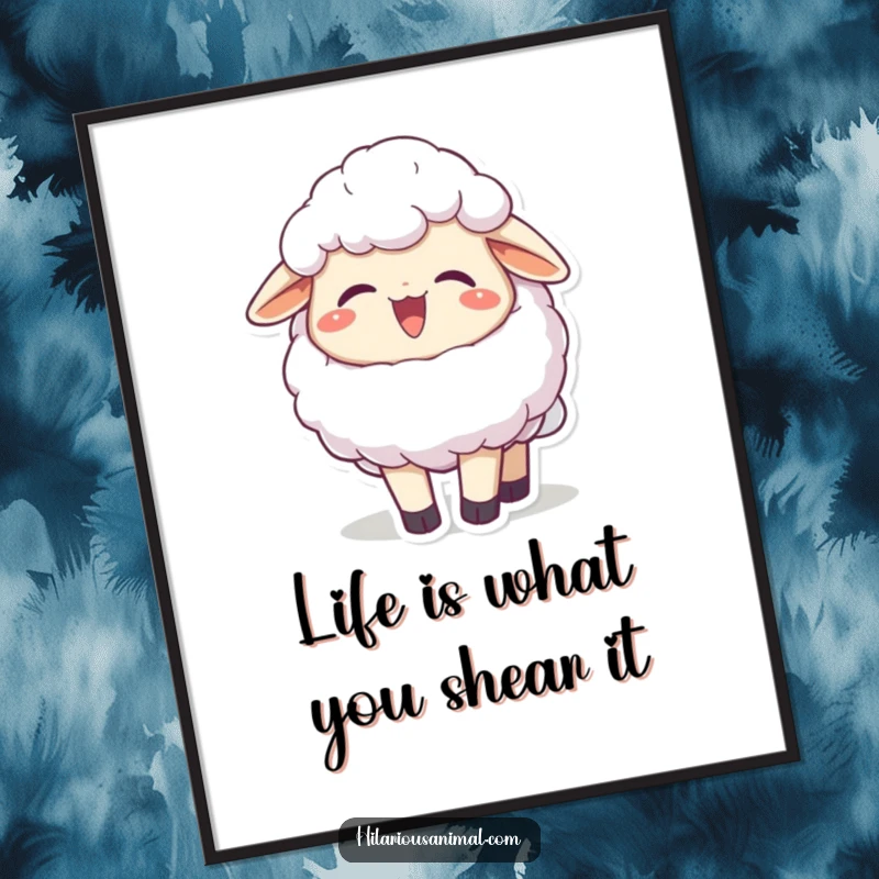 Funny Free Printable Wall Art: A joyful sheep chuckling heartily, perfect for humorous and charming downloadable decor.