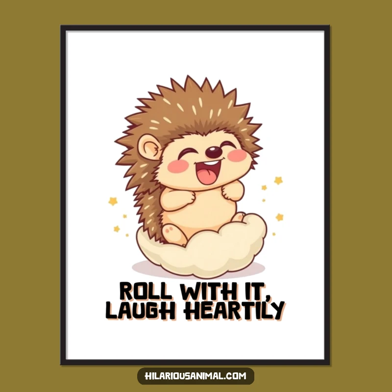 Funny Free Printable Wall Art: Laughing Hedgehog Cub - Rolling Downloadable Decor!