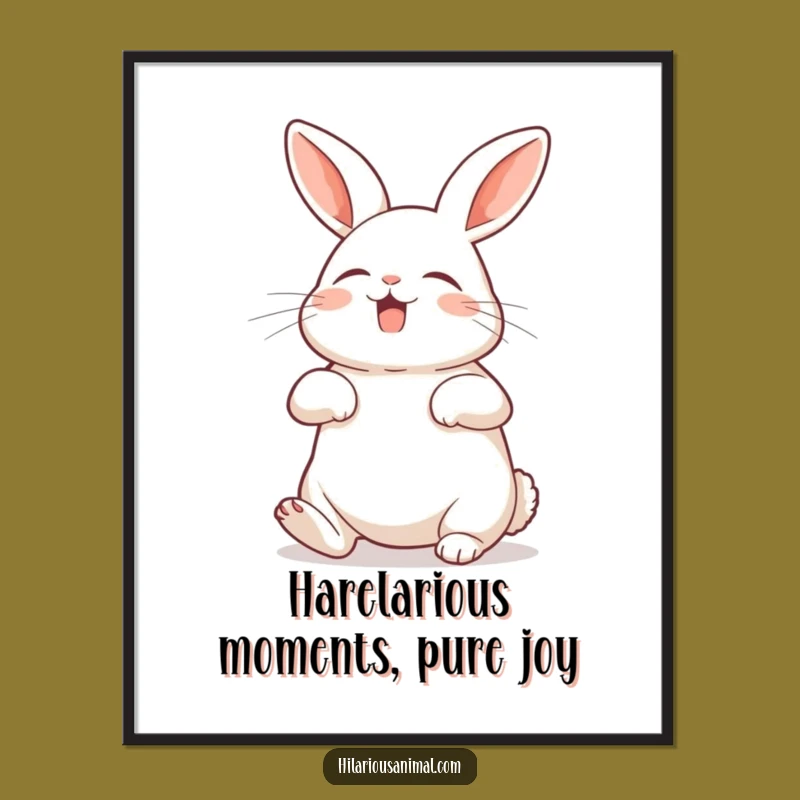 Free Printable Funny Rabbit Wall Art: Belly Laughing Bunny Downloadable Decor