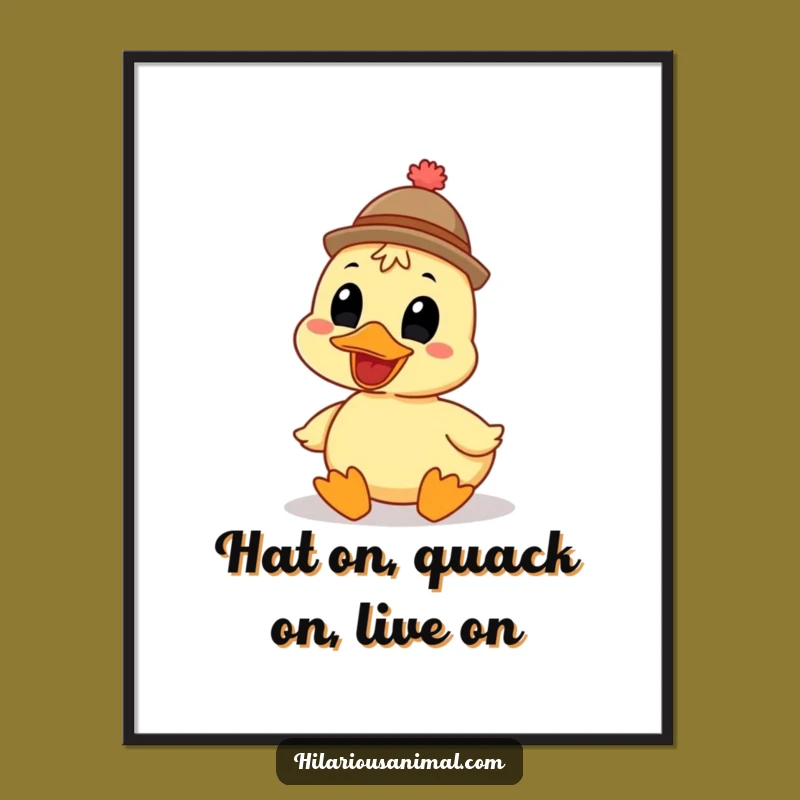 Funny Free Printable Wall Art: Quacking Duck Hat Cartoon Art