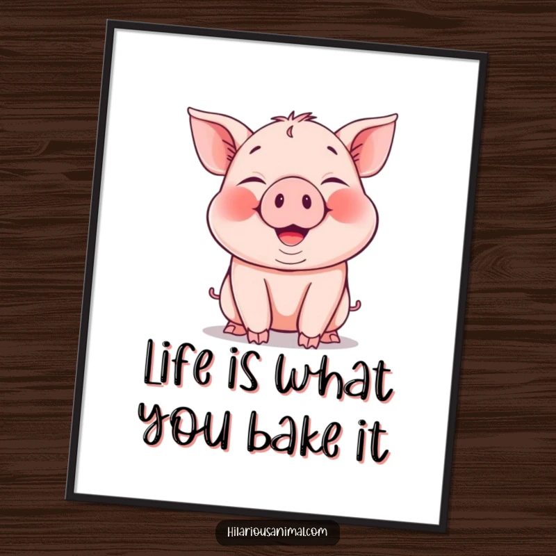 Funny Free Printable Wall Art: A cheerful piglet caught mid-snort, cheeks puffed out, radiating infectious laughter.