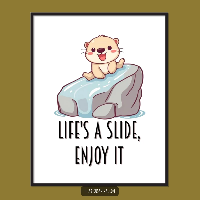 Free Printable Wall Art: Playful Otter's Glee Slide Downloadable Decor