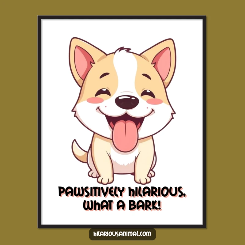 Free Printable Funny Dog Wall Art: Happy Panting Pup Downloadable Decor