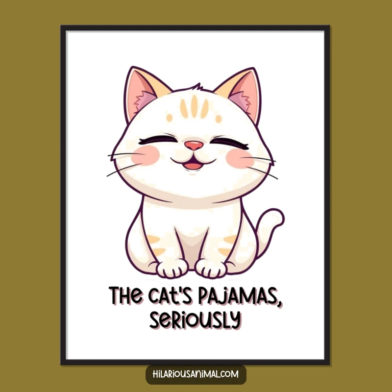 Free Printable Wall Art: Laughing Cat Art - Funny Downloadable Decor Gift
