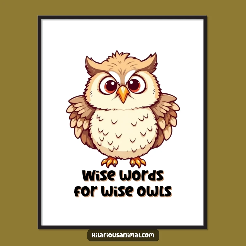 Free Printable Chuckling Owl Wall Art - Mirthful Owl Ruffled Feathers Art for a Joyful Space